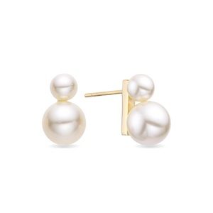 Gold white pearls earrings